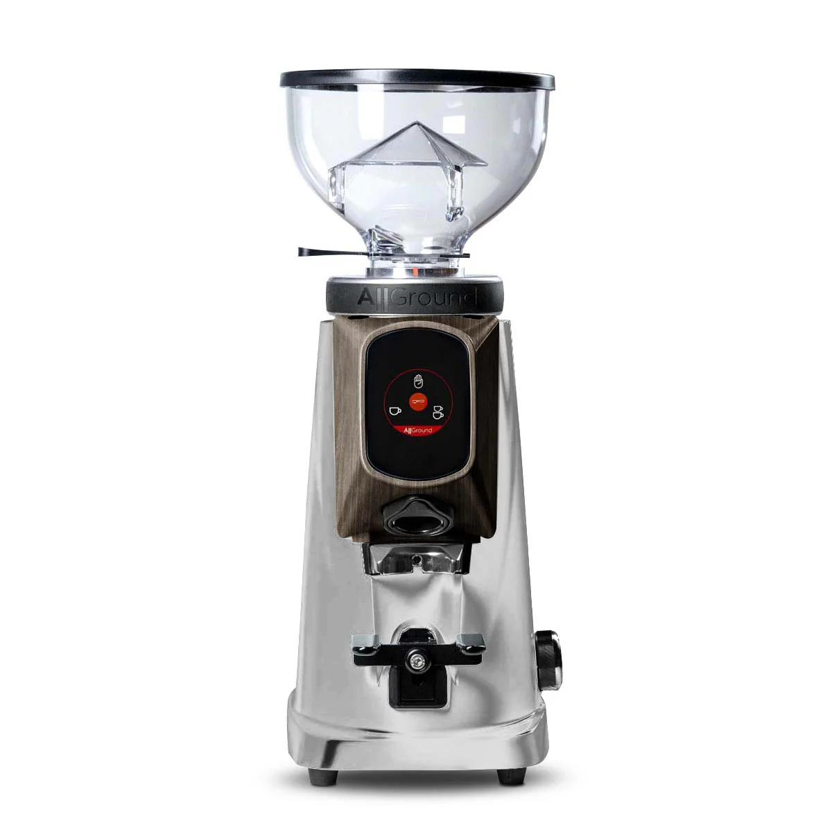 AllGround All Purpose Home Coffee Grinder - Bright Silver w/ Dark Oak