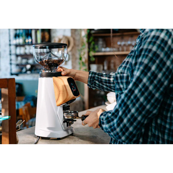Fiorenzato AllGround Sense All Purpose Home Coffee Grinder - White w/ Wood - Image 3